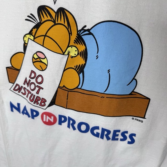 Vintage Garfield Cat Sleepshirt Nightgown One Size White Retro Nap 100% Cotton - Picture 3 of 13
